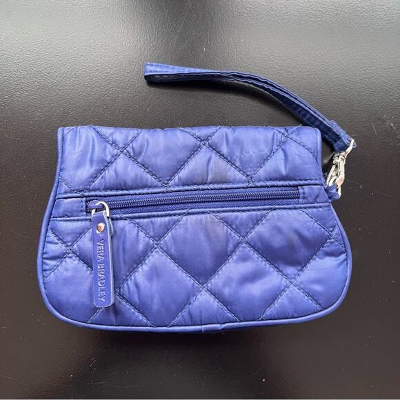 Vera Bradley Quilted Puffy Blue Wallet Wristlet Mini Bag Preppy Twee - Picture 4 of 5